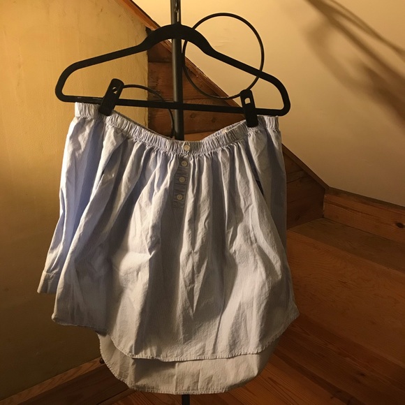 KAII Blue White Striped Off-the-Shoulder Top EUC S - Picture 1 of 12